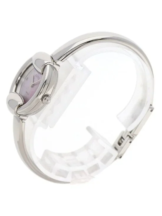 Gucci Round Face GG Pink Shell Bangle Watch SS - Picture 2 of 15